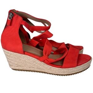 Eileen Fisher Wisp Espadrille Sandals 9 Tan Neutral Wedge Comfort Hibiscus